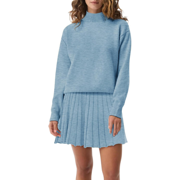 Two Piece Knit Sweater With Mini Skirt Set For Women