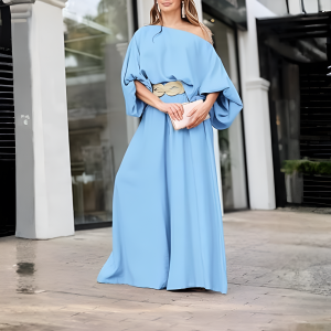 Two Piece Set With Flowy Pants And Lantern Sleeve Top For Women - Image 28