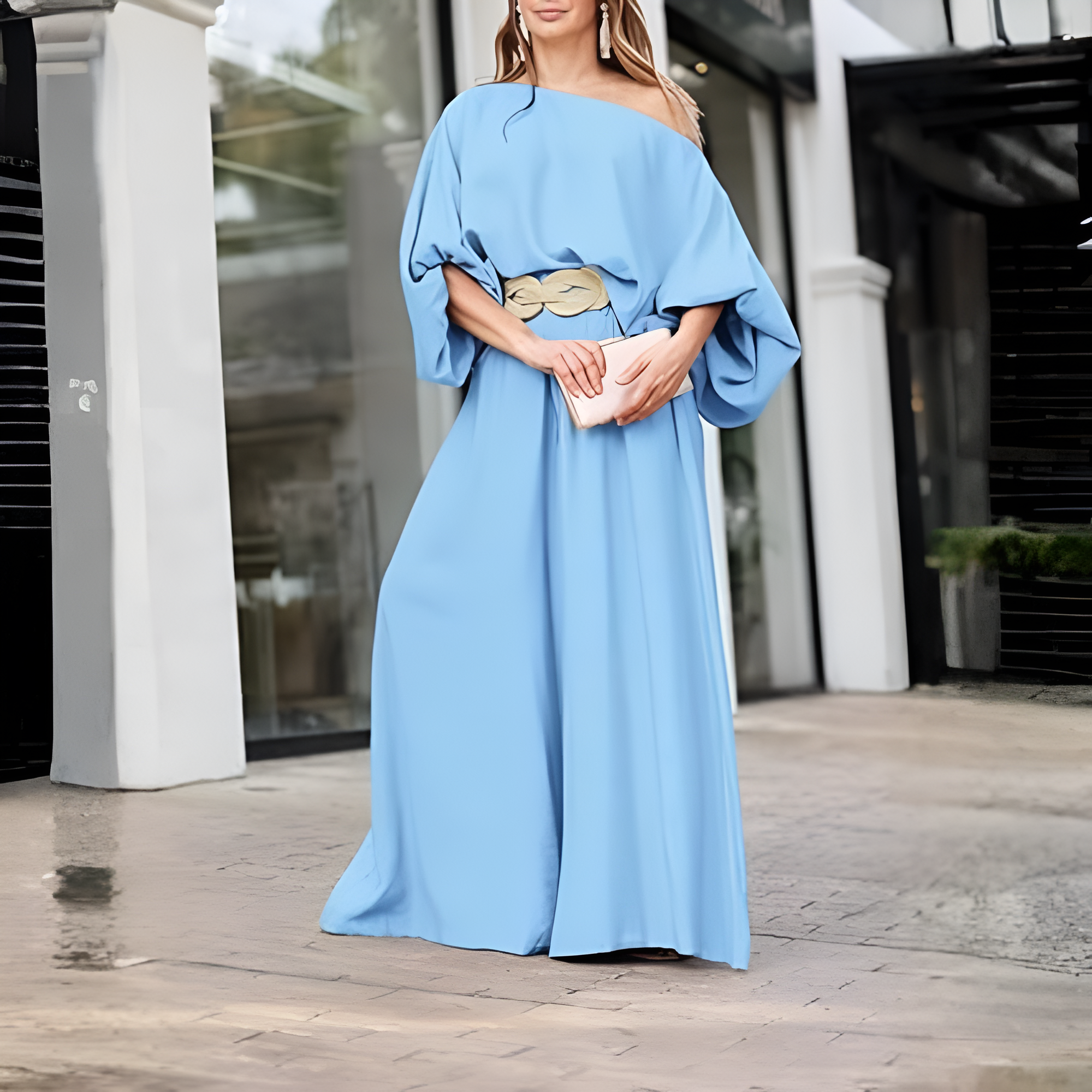 Two Piece Set With Flowy Pants And Lantern Sleeve Top For Women - Image 28