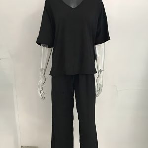Fashionable Short Sleeve T Shirt And Straight Pant Set - Image 5