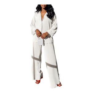 Flare Pleated Wide Leg Pants Co-Ord Sets - Image 8