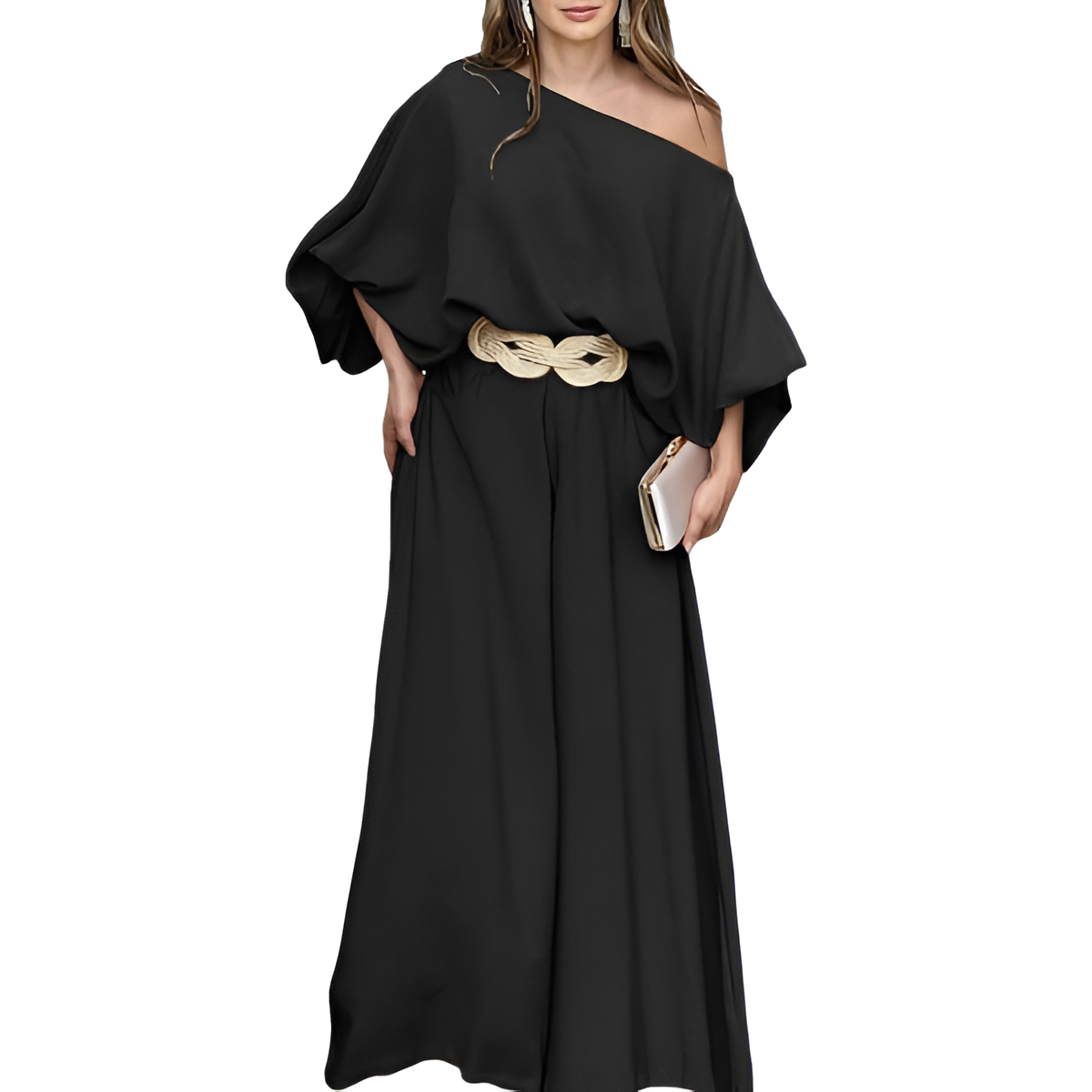 Two Piece Set With Flowy Pants And Lantern Sleeve Top For Women - Image 12