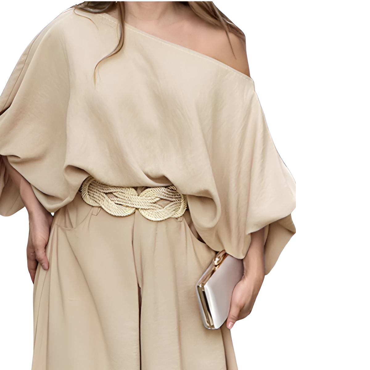 Two Piece Set With Flowy Pants And Lantern Sleeve Top For Women - Image 32