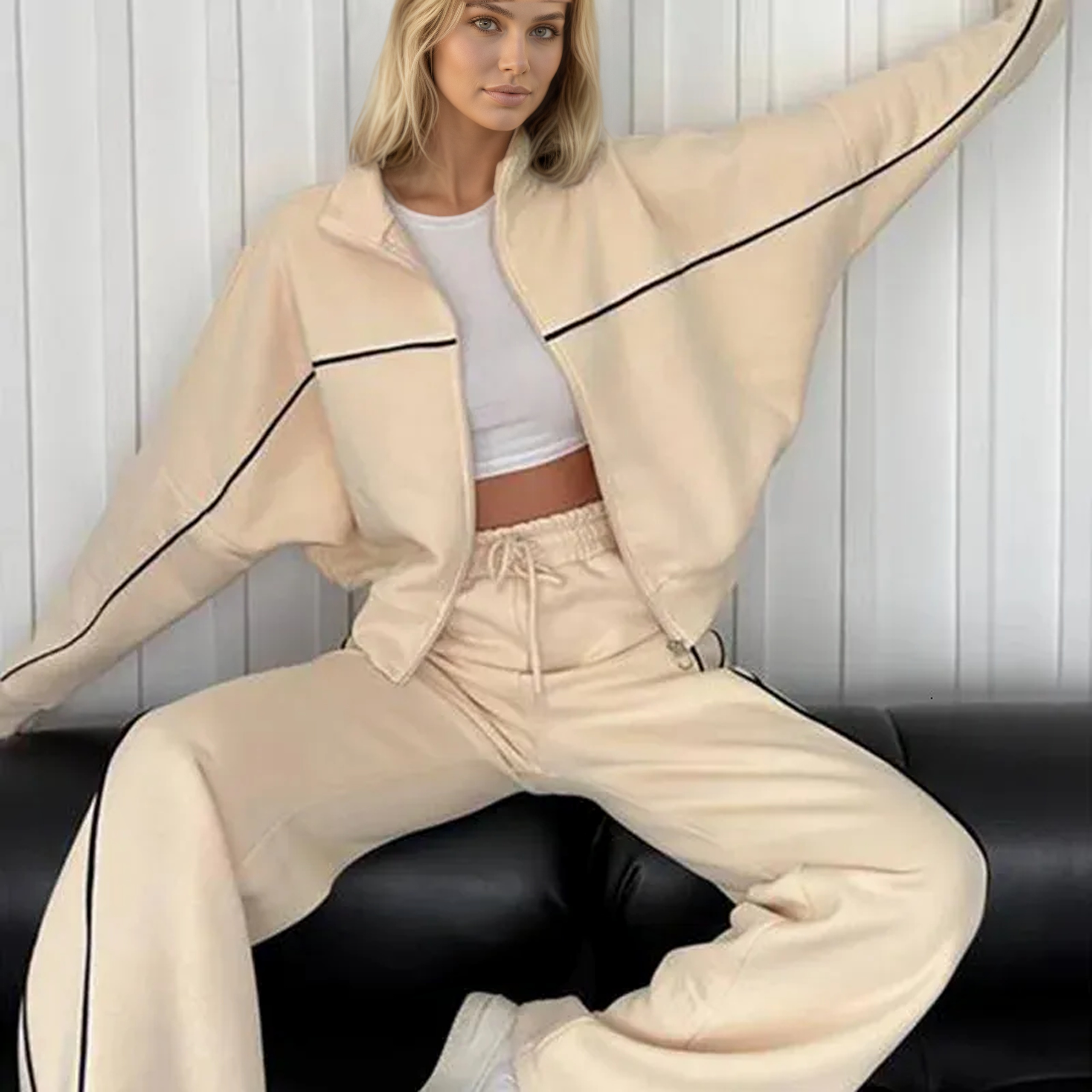 Zip Up Oversized Jogger Tracksuit Set - Image 13