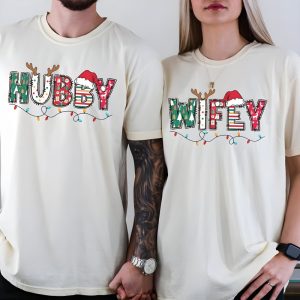 Festive Wife And Hubby Christmas T Shirt Set - Image 3
