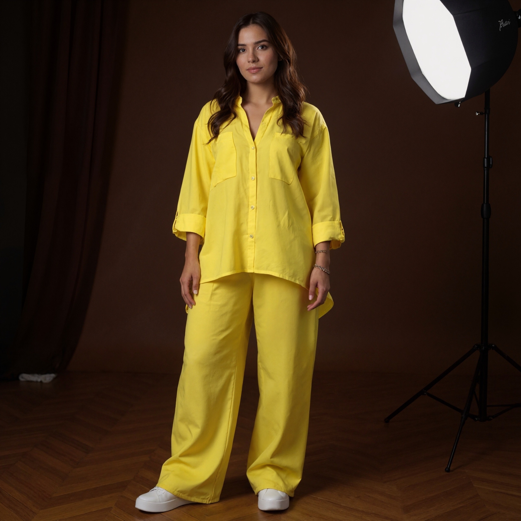 Button Up Two Piece Shirt And Trousers Outfit Set - Image 3