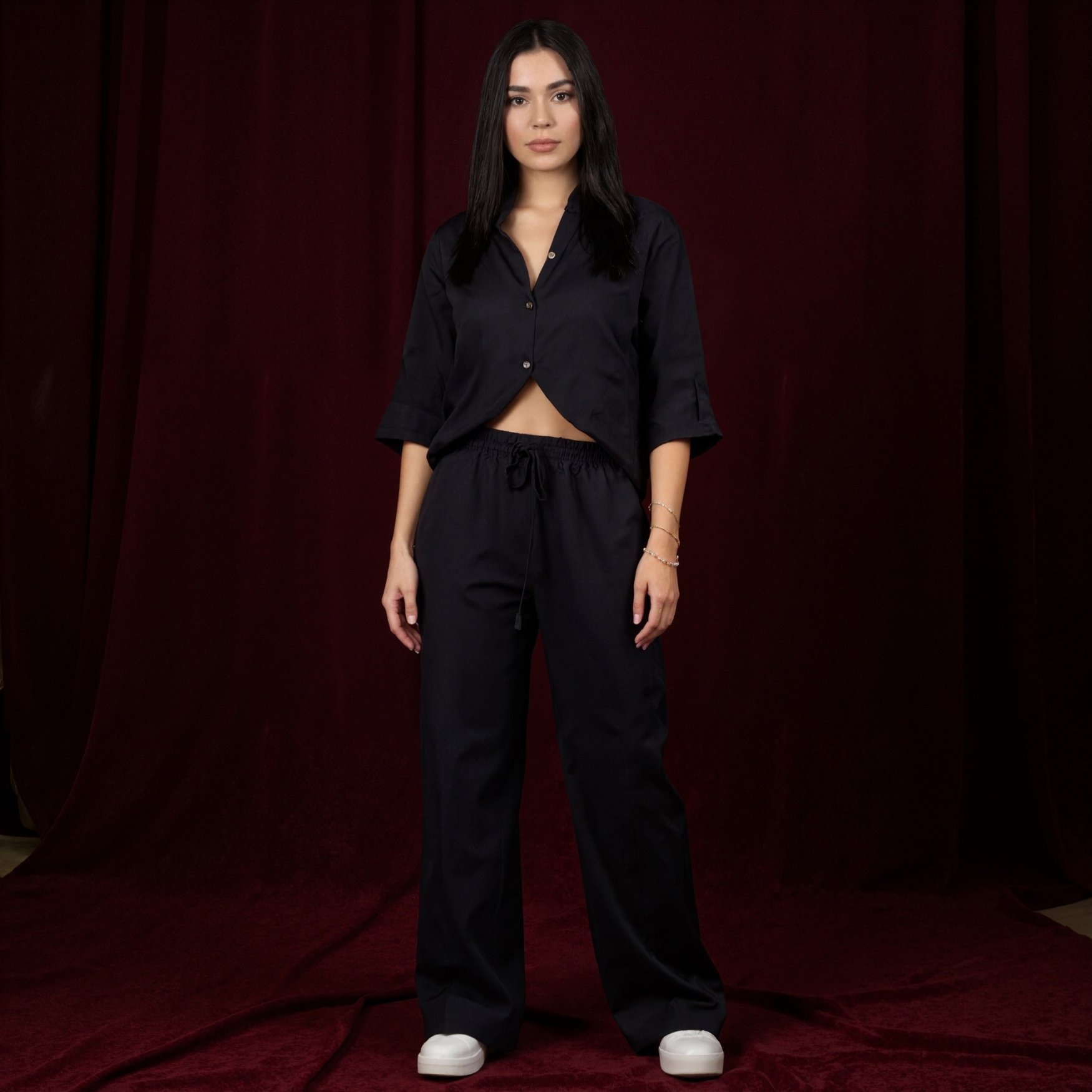 Button Up Two Piece Shirt And Trousers Outfit Set - Image 5