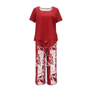 Botanical Themed Short Sleeve Top And Pants Set - Image 8
