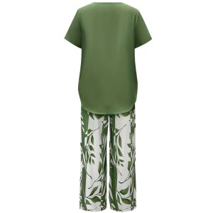 Botanical Themed Short Sleeve Top And Pants Set - Image 3