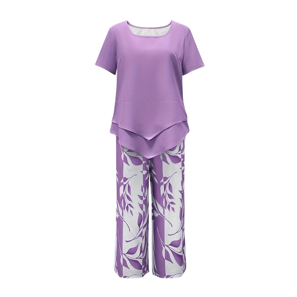 Botanical Themed Short Sleeve Top And Pants Set - Image 4
