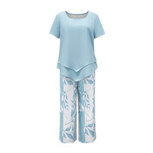 Botanical Themed Short Sleeve Top And Pants Set - Image 7