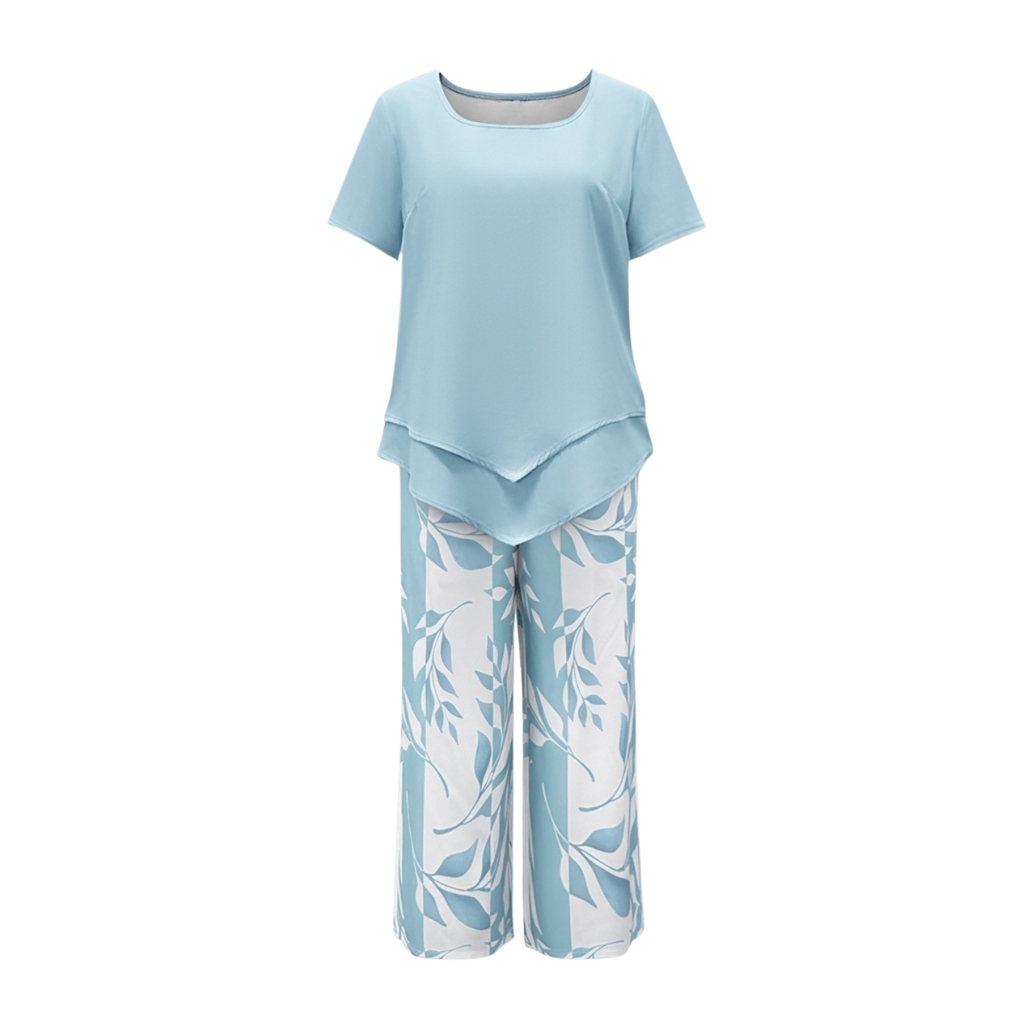 Botanical Themed Short Sleeve Top And Pants Set - Image 7