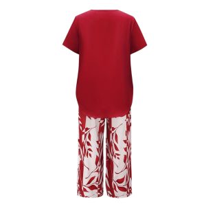 Botanical Themed Short Sleeve Top And Pants Set - Image 9