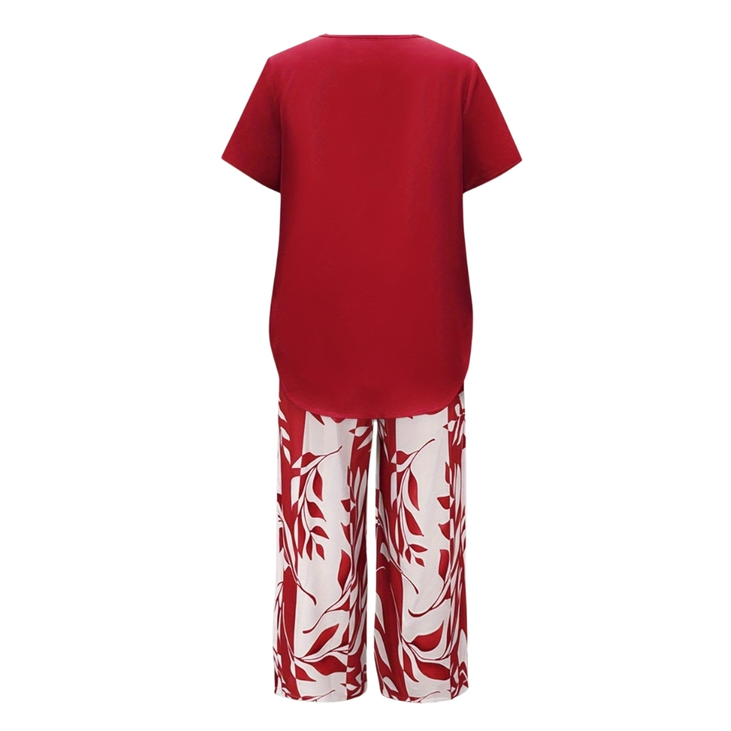 Botanical Themed Short Sleeve Top And Pants Set - Image 9