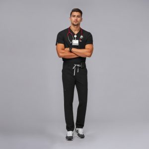 Modern Scrub Set with Multi-Pocket Top and Jogger Pants - Image 1