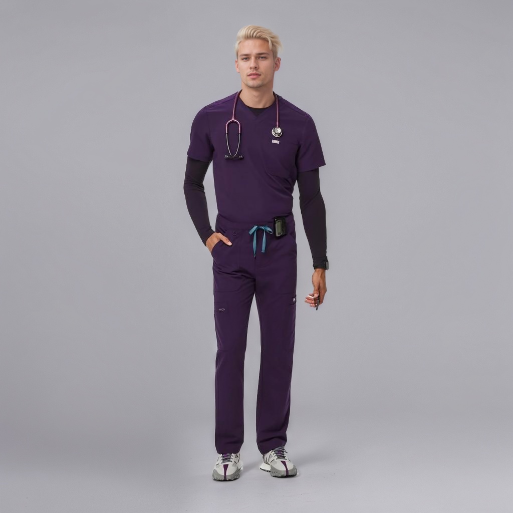 Modern Scrub Set with Multi-Pocket Top and Jogger Pants - Image 12