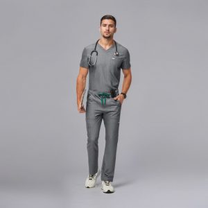 Modern Scrub Set with Multi-Pocket Top and Jogger Pants - Image 9