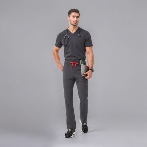 Modern Scrub Set with Multi-Pocket Top and Jogger Pants - Image 11
