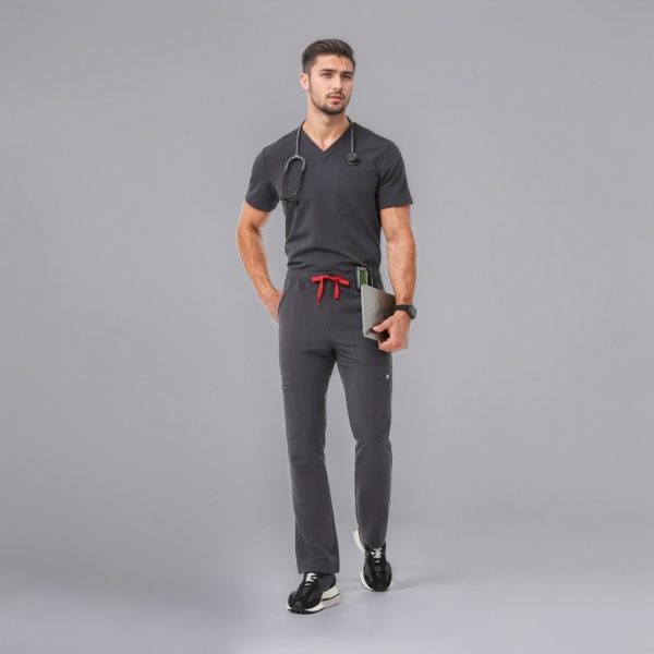 Modern Scrub Set with Multi-Pocket Top and Jogger Pants