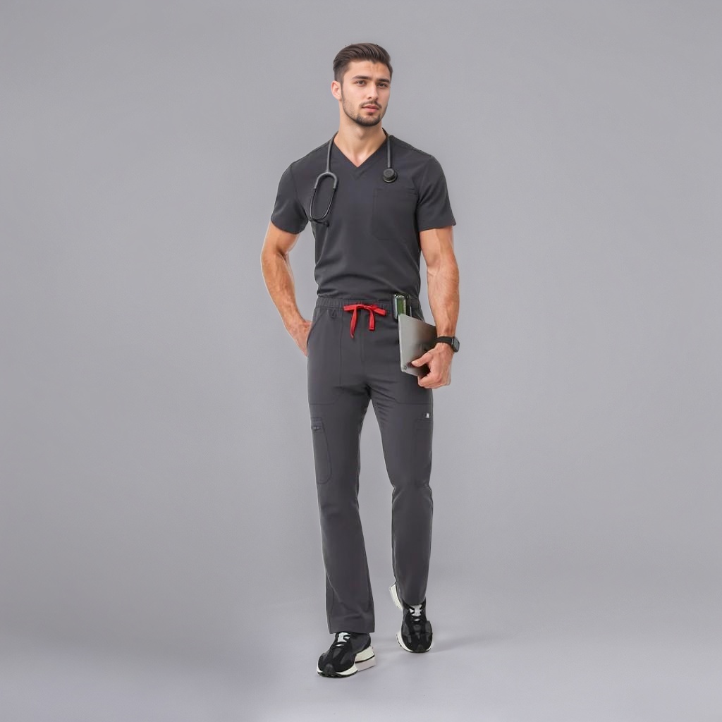 Modern Scrub Set with Multi-Pocket Top and Jogger Pants - Image 11