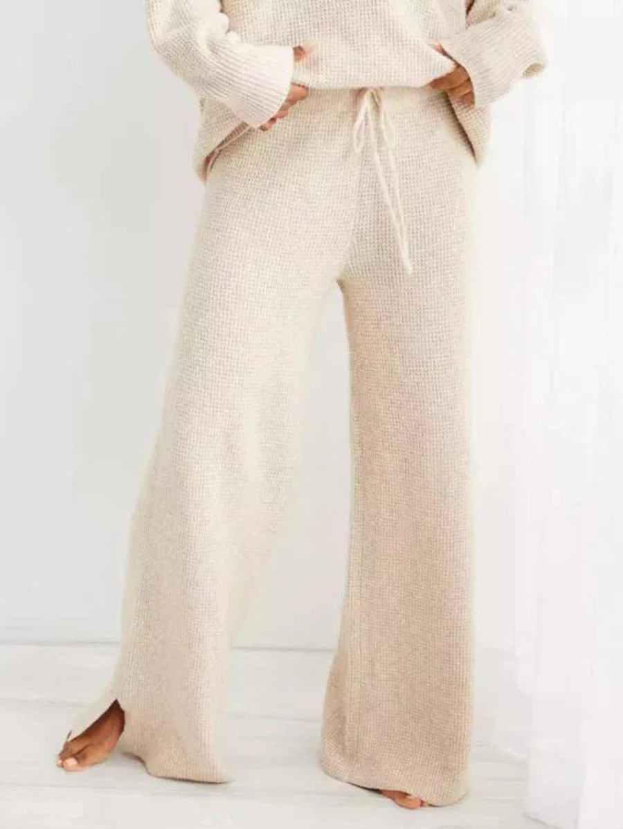 Cozy Half Zip Waffle Weave Sweater Set - Image 3