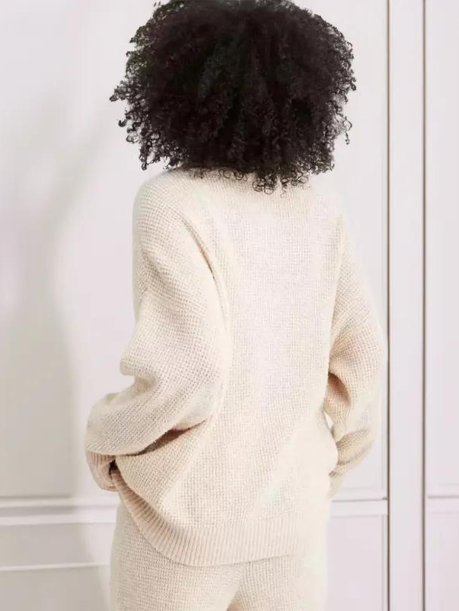 Cozy Half Zip Waffle Weave Sweater Set - Image 2