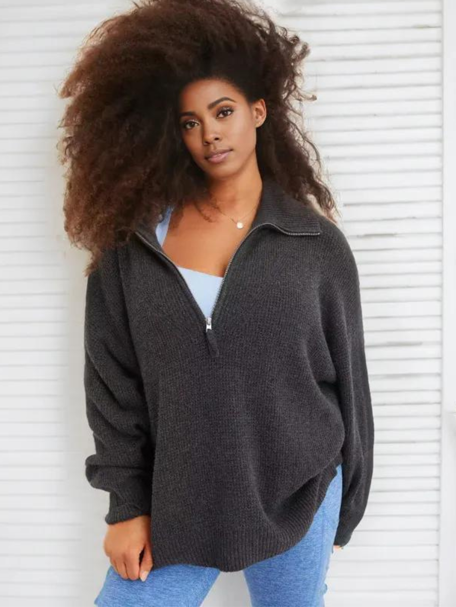 Cozy Half Zip Waffle Weave Sweater Set - Image 6