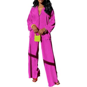 Flare Pleated Wide Leg Pants Co-Ord Sets - Image 18