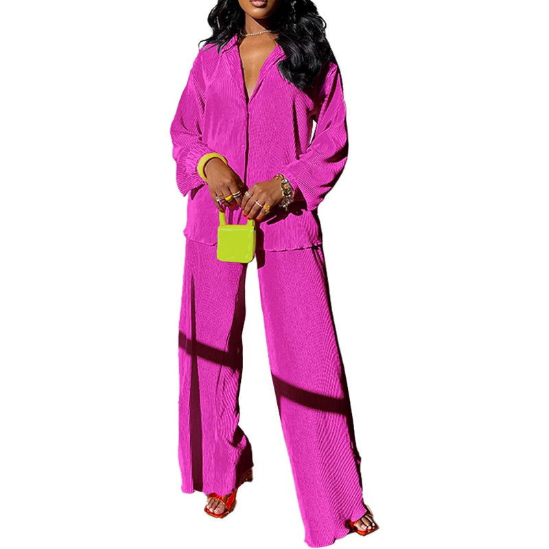 Flare Pleated Wide Leg Pants Co-Ord Sets - Image 18