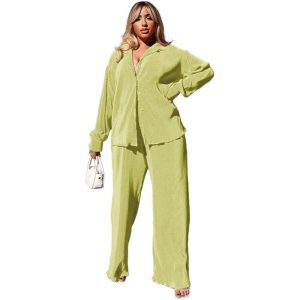 Flare Pleated Wide Leg Pants Co-Ord Sets - Image 13