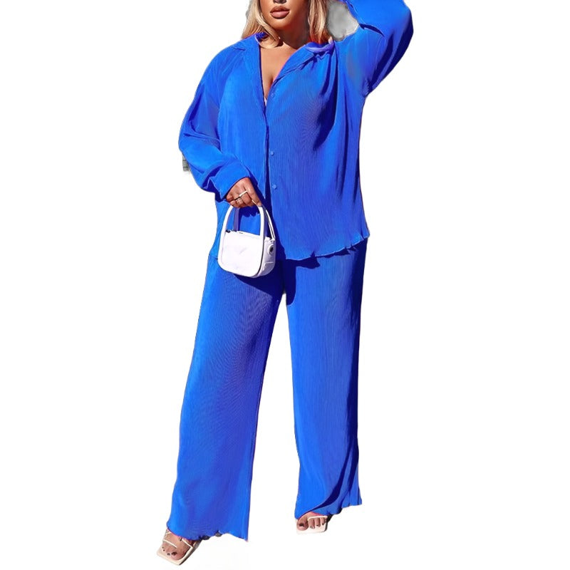Flare Pleated Wide Leg Pants Co-Ord Sets - Image 4