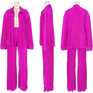 Flare Pleated Wide Leg Pants Co-Ord Sets - Image 23