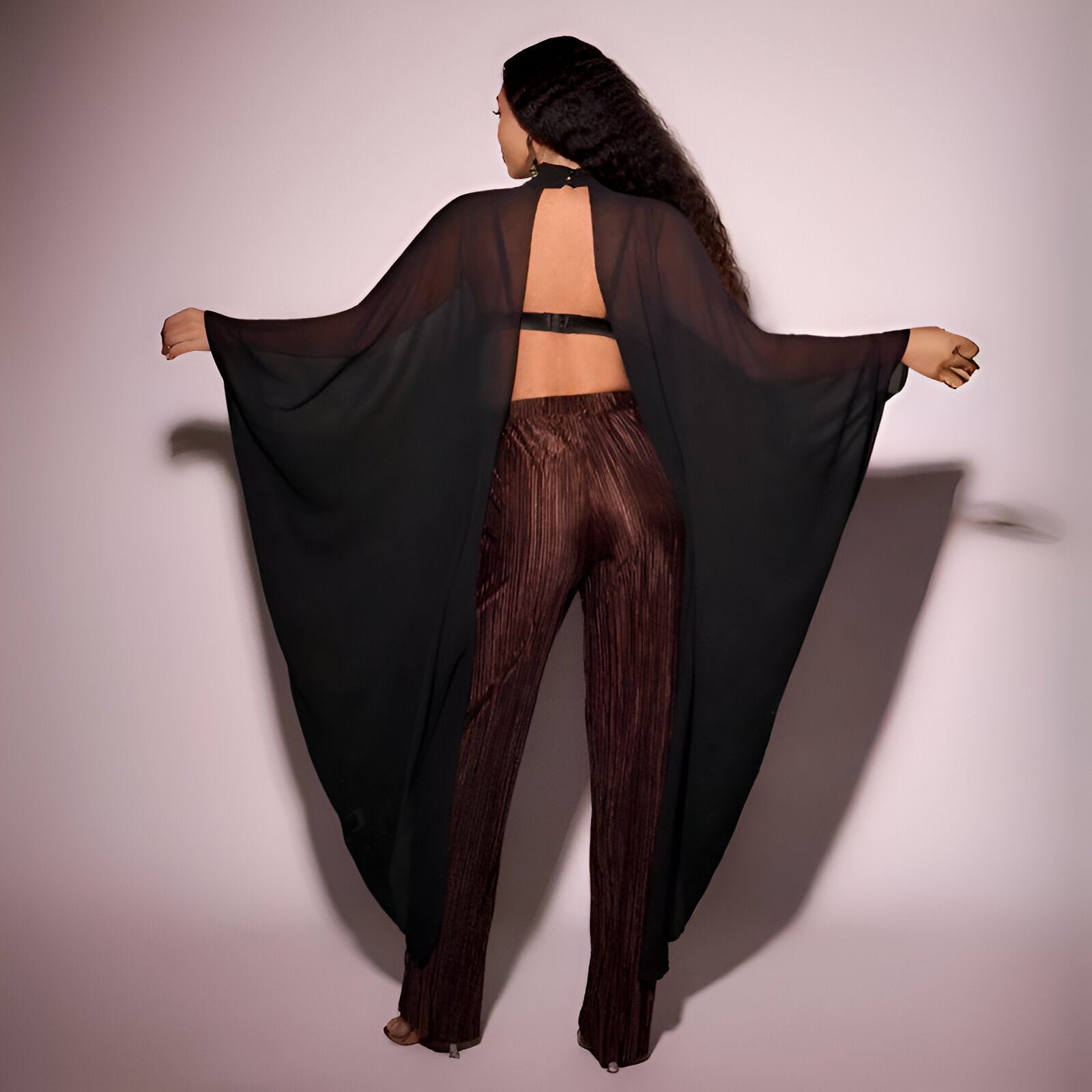 Sheer Cape Trouser Set - Image 2