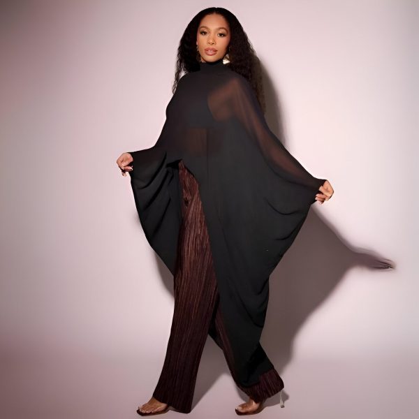 Sheer Cape Trouser Set