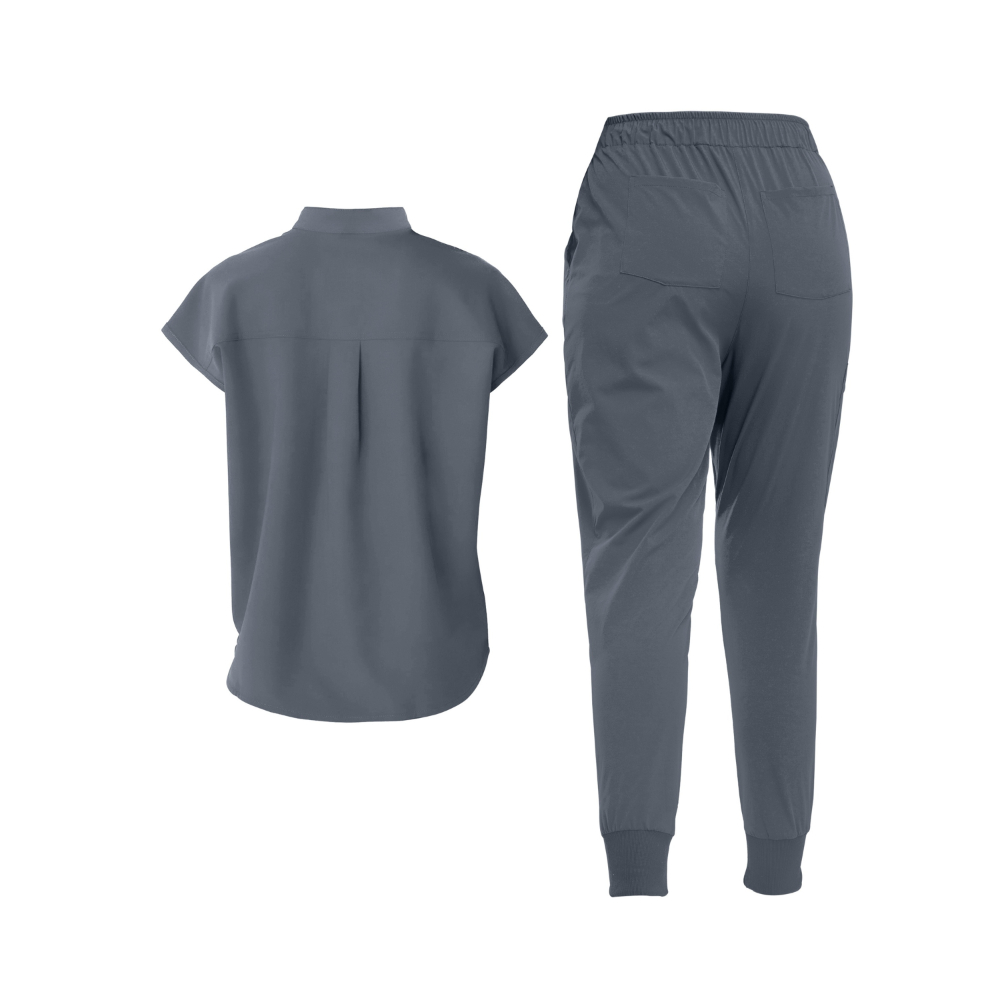 Mandarin Collared Tunic And Pants Scrub Set - Image 6