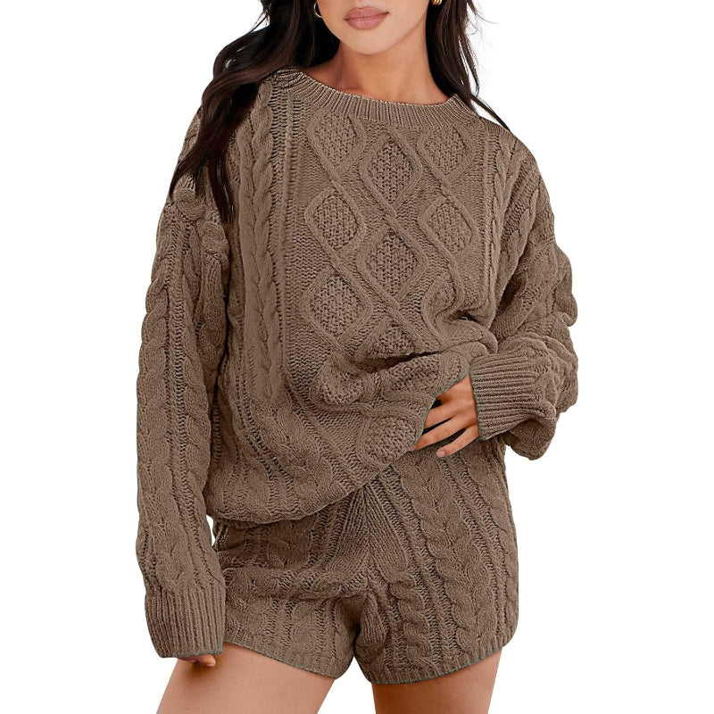 Textured Knit Two Piece Sweater And Shorts Set - Image 8