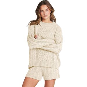 Textured Knit Two Piece Sweater And Shorts Set - Image 2