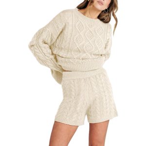 Textured Knit Two Piece Sweater And Shorts Set - Image 3