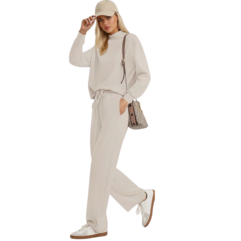 Two Piece Matching Travel Outfit With Comfortable Top And Loose Fit Pants For Women - Image 4