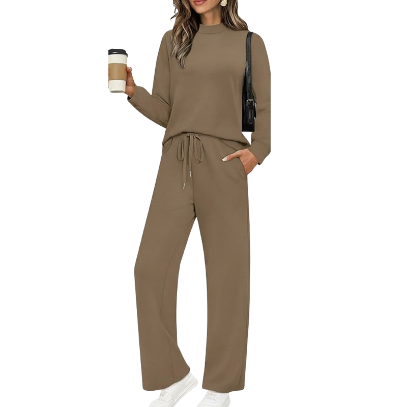 Two Piece Matching Travel Outfit With Comfortable Top And Loose Fit Pants For Women - Image 7