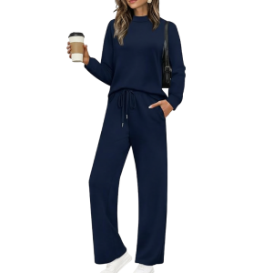 Two Piece Matching Travel Outfit With Comfortable Top And Loose Fit Pants For Women - Image 9