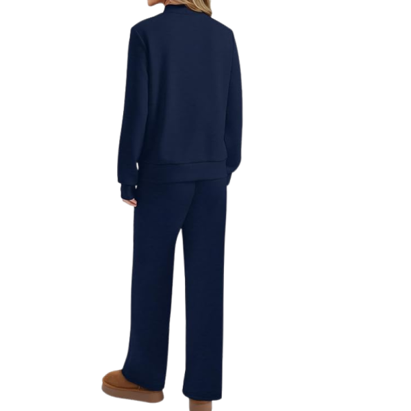 Two Piece Matching Travel Outfit With Comfortable Top And Loose Fit Pants For Women