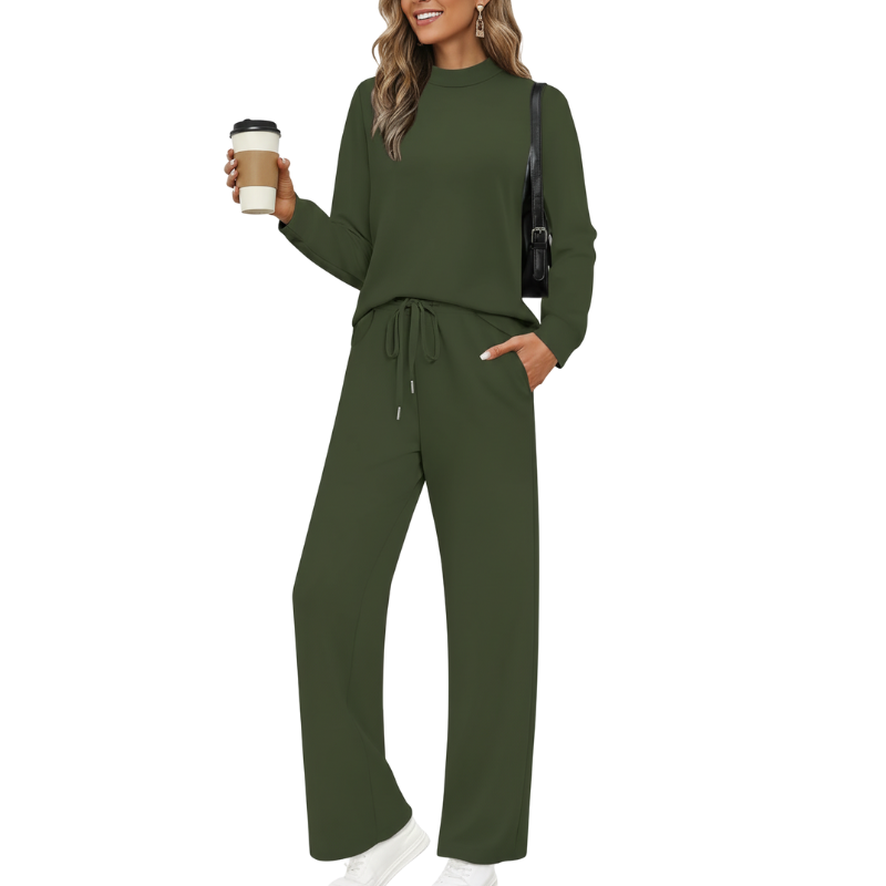 Two Piece Matching Travel Outfit With Comfortable Top And Loose Fit Pants For Women - Image 17