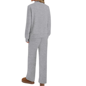 Two Piece Matching Travel Outfit With Comfortable Top And Loose Fit Pants For Women - Image 12