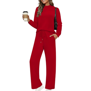 Two Piece Matching Travel Outfit With Comfortable Top And Loose Fit Pants For Women - Image 21