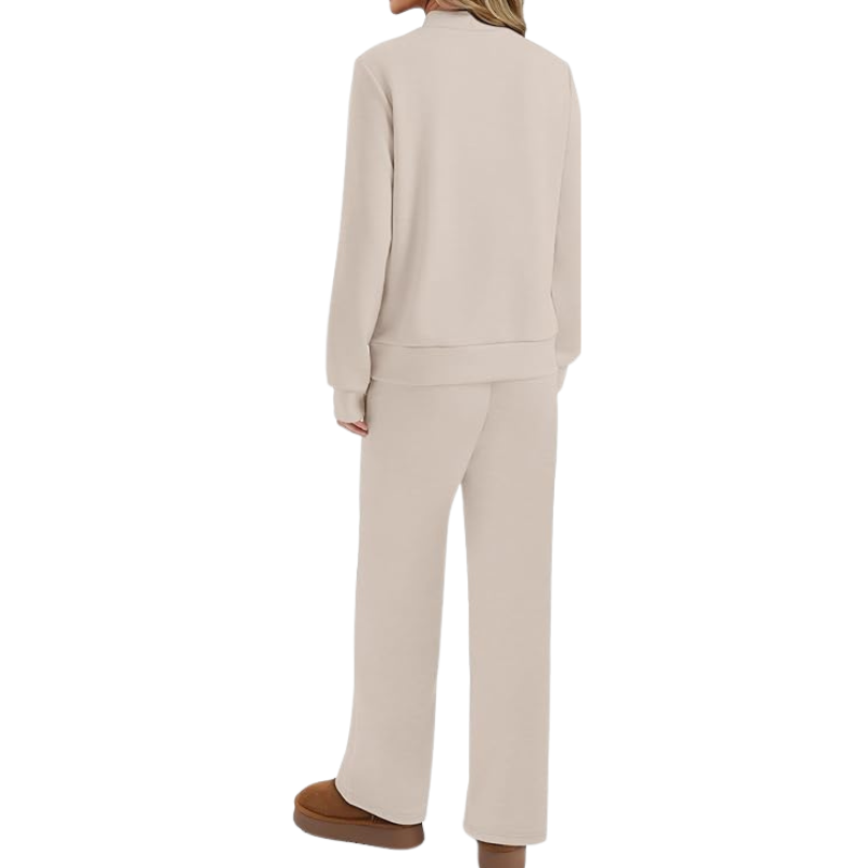 Two Piece Matching Travel Outfit With Comfortable Top And Loose Fit Pants For Women - Image 2