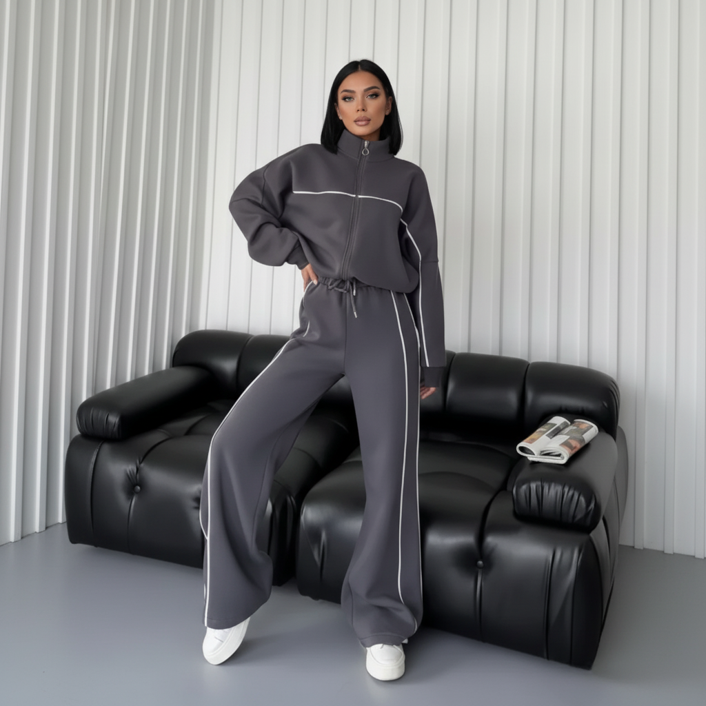 Zip Up Oversized Jogger Tracksuit Set - Image 4