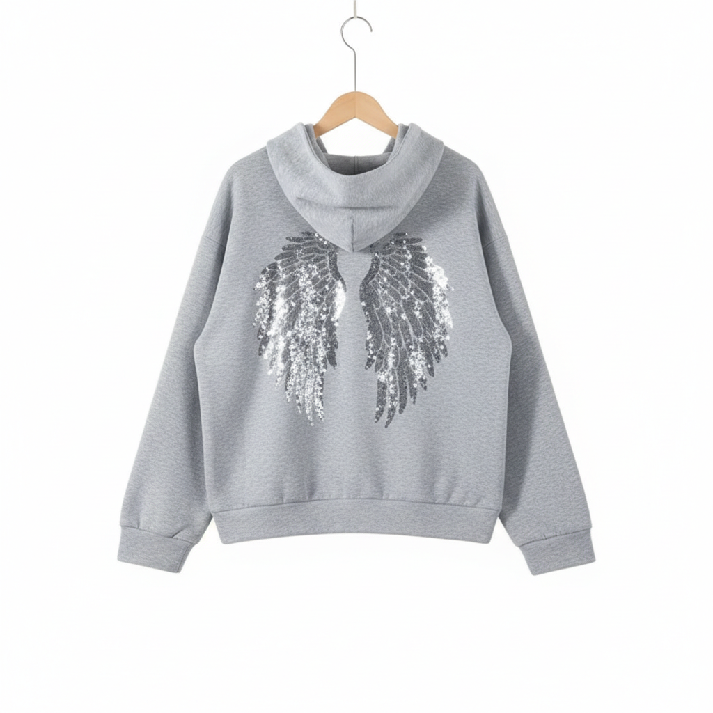 Sequin Graphic Angel Hoodie And Pants Set - Image 2