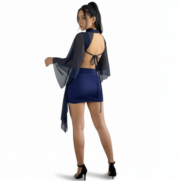 2 Piece Supplex Ana Set With Tulle Overlay And Draped Skirt