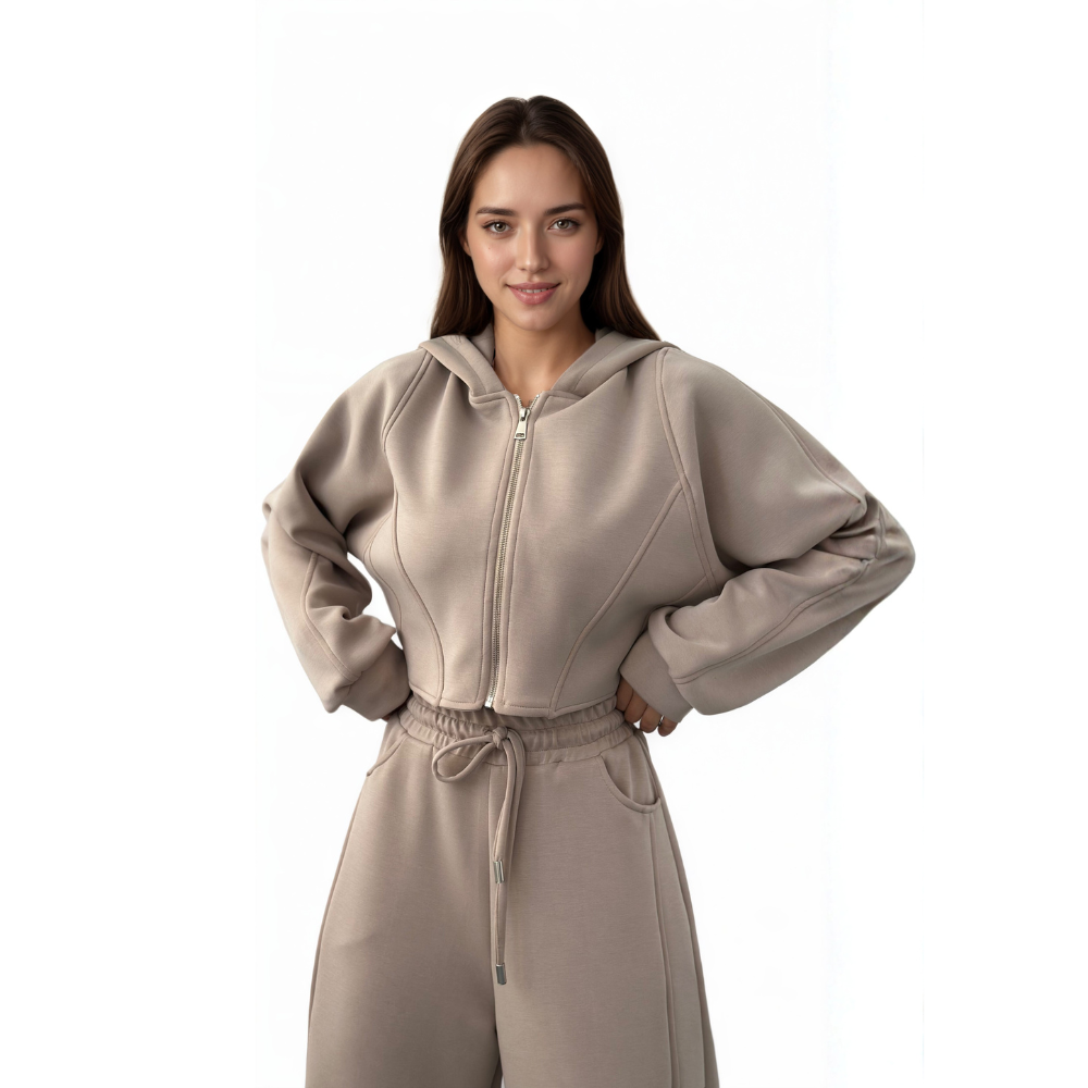 Minimal Zip Hoodie Matching Pant Set - Image 1